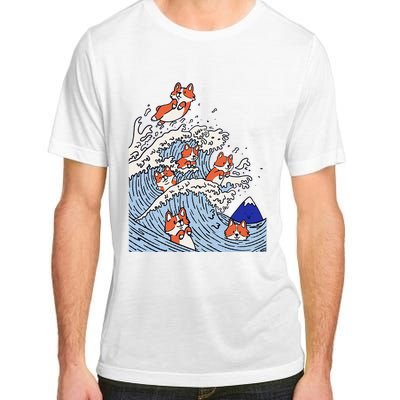 Cute Corgi Wave  Surfing Dogs  Adult ChromaSoft Performance T-Shirt