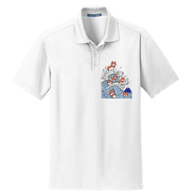 Cute Corgi Wave  Surfing Dogs  Dry Zone Grid Polo