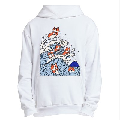 Cute Corgi Wave  Surfing Dogs  Urban Pullover Hoodie