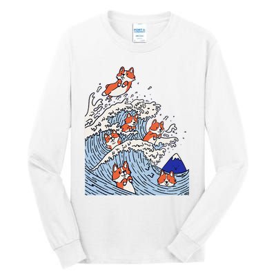 Cute Corgi Wave  Surfing Dogs  Tall Long Sleeve T-Shirt