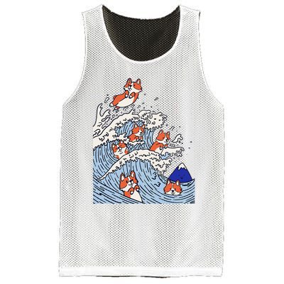 Cute Corgi Wave  Surfing Dogs  Mesh Reversible Basketball Jersey Tank