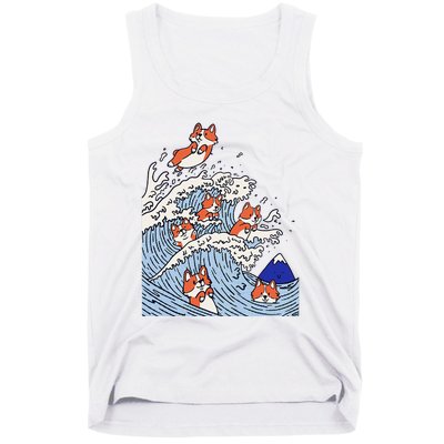 Cute Corgi Wave  Surfing Dogs  Tank Top