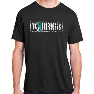 Cervical Cancer Warrior Teal White MilitaryStyle Ribbon Adult ChromaSoft Performance T-Shirt