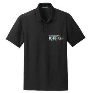 Cervical Cancer Warrior Teal White MilitaryStyle Ribbon Dry Zone Grid Polo