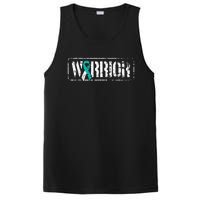 Cervical Cancer Warrior Teal White MilitaryStyle Ribbon PosiCharge Competitor Tank