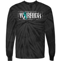 Cervical Cancer Warrior Teal White MilitaryStyle Ribbon Tie-Dye Long Sleeve Shirt