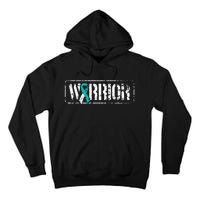 Cervical Cancer Warrior Teal White MilitaryStyle Ribbon Tall Hoodie