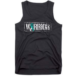 Cervical Cancer Warrior Teal White MilitaryStyle Ribbon Tank Top