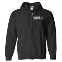 Cervical Cancer Warrior Teal White MilitaryStyle Ribbon Full Zip Hoodie