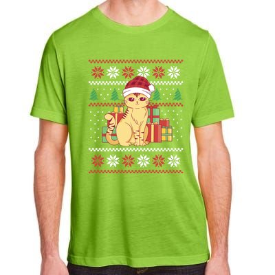 Cute Cat With Santa Hat Funny Ugly Christmas Style Funny Gift Adult ChromaSoft Performance T-Shirt