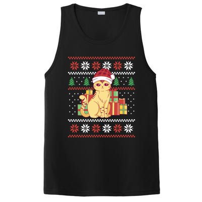 Cute Cat With Santa Hat Funny Ugly Christmas Style Funny Gift PosiCharge Competitor Tank