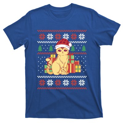 Cute Cat With Santa Hat Funny Ugly Christmas Style Funny Gift T-Shirt