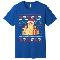 Cute Cat With Santa Hat Funny Ugly Christmas Style Funny Gift Premium T-Shirt