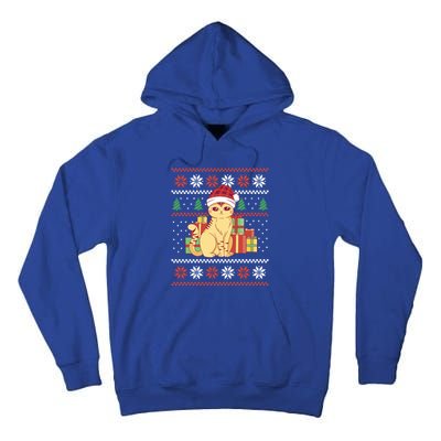 Cute Cat With Santa Hat Funny Ugly Christmas Style Funny Gift Tall Hoodie