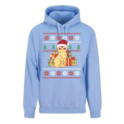 Cute Cat With Santa Hat Funny Ugly Christmas Style Funny Gift Unisex Surf Hoodie