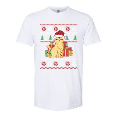 Cute Cat With Santa Hat Funny Ugly Christmas Style Funny Gift Softstyle CVC T-Shirt