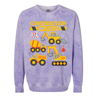 Construction Crew Worker Excavator Boy Girl Colorblast Crewneck Sweatshirt