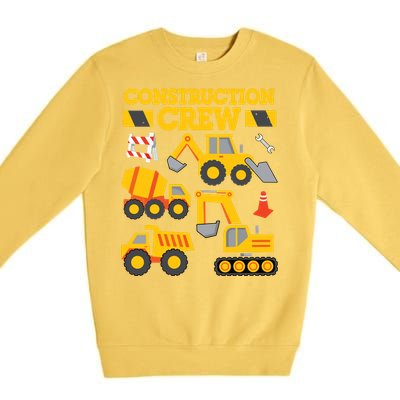 Construction Crew Worker Excavator Boy Girl Premium Crewneck Sweatshirt