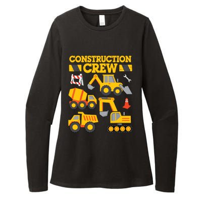 Construction Crew Worker Excavator Boy Girl Womens CVC Long Sleeve Shirt