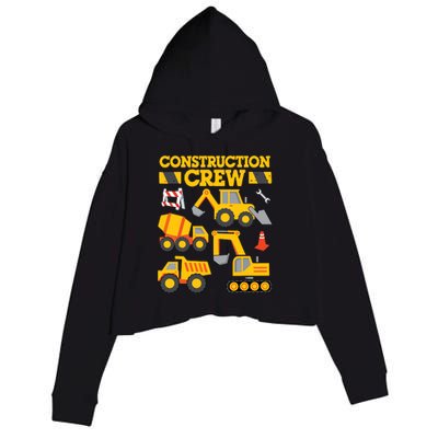 Construction Crew Worker Excavator Boy Girl Crop Fleece Hoodie