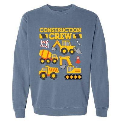 Construction Crew Worker Excavator Boy Girl Garment-Dyed Sweatshirt