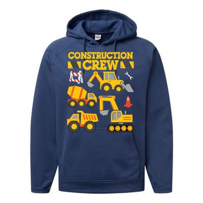 Construction Crew Worker Excavator Boy Girl Performance Fleece Hoodie