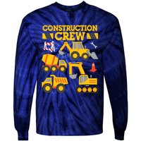 Construction Crew Worker Excavator Boy Girl Tie-Dye Long Sleeve Shirt