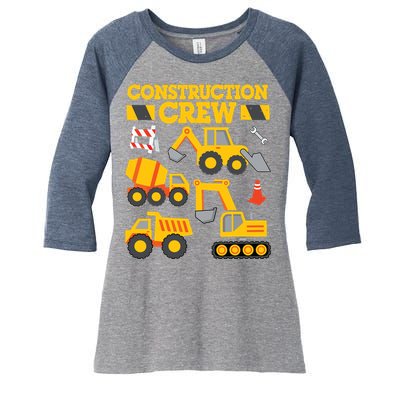 Construction Crew Worker Excavator Boy Girl Women's Tri-Blend 3/4-Sleeve Raglan Shirt