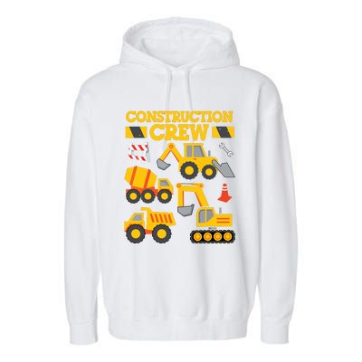 Construction Crew Worker Excavator Boy Girl Garment-Dyed Fleece Hoodie