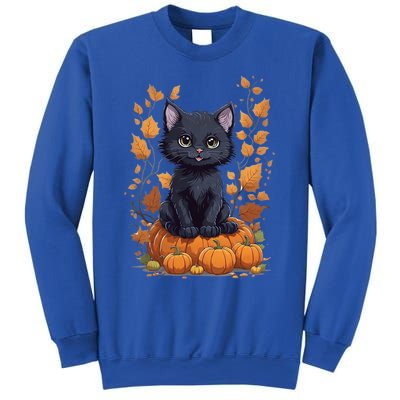 Cute Cat With Fall Leaves And Pumpkins ItS Fall Yall Gift Sweatshirt