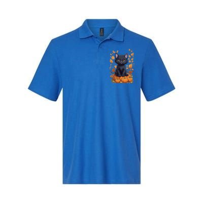 Cute Cat With Fall Leaves And Pumpkins ItS Fall Yall Gift Softstyle Adult Sport Polo