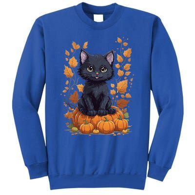 Cute Cat With Fall Leaves And Pumpkins ItS Fall Yall Gift Tall Sweatshirt