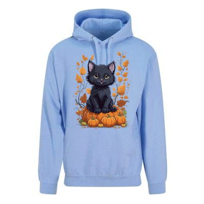 Cute Cat With Fall Leaves And Pumpkins ItS Fall Yall Gift Unisex Surf Hoodie