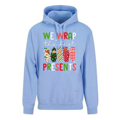 Cute Chritsmas We Wrap The Best Presents L D Nicu Mother Baby Nurse Xmas Gift Unisex Surf Hoodie