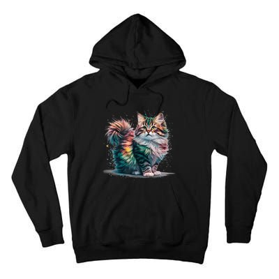 Cat Colorful Watercolor Cat Tall Hoodie