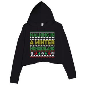 Cool Christmas Walking In A Winter Wonderland Crop Fleece Hoodie