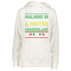 Cool Christmas Walking In A Winter Wonderland Womens Funnel Neck Pullover Hood