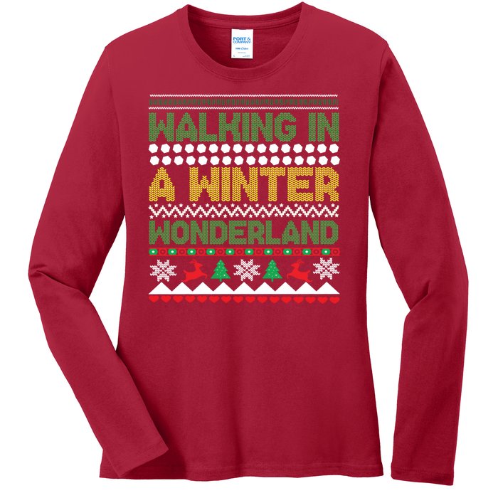 Cool Christmas Walking In A Winter Wonderland Ladies Long Sleeve Shirt