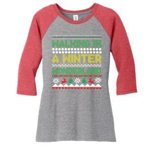 Cool Christmas Walking In A Winter Wonderland Women's Tri-Blend 3/4-Sleeve Raglan Shirt