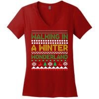 Cool Christmas Walking In A Winter Wonderland Women's V-Neck T-Shirt