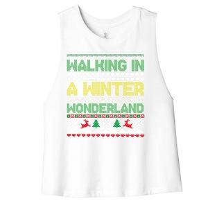 Cool Christmas Walking In A Winter Wonderland Women's Racerback Cropped Tank