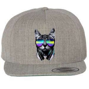 Cool Cat With Sunglasses DJ Retro Style Meme Wool Snapback Cap