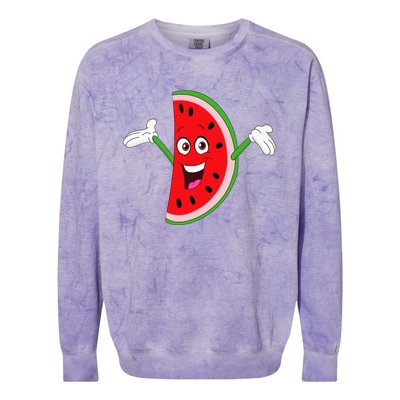 Cute Cartoon Watermelon Colorblast Crewneck Sweatshirt