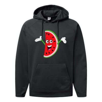 Cute Cartoon Watermelon Performance Fleece Hoodie