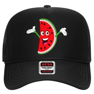 Cute Cartoon Watermelon High Crown Mesh Back Trucker Hat