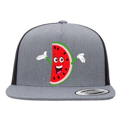 Cute Cartoon Watermelon Flat Bill Trucker Hat