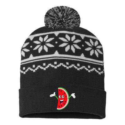 Cute Cartoon Watermelon USA-Made Snowflake Beanie