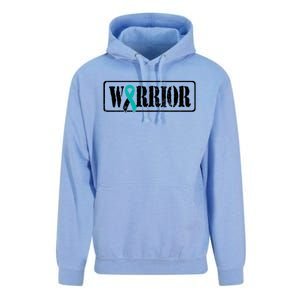 Cervical Cancer Warrior Teal White Military Style Ribbon Unisex Surf Hoodie