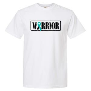 Cervical Cancer Warrior Teal White Military Style Ribbon Garment-Dyed Heavyweight T-Shirt