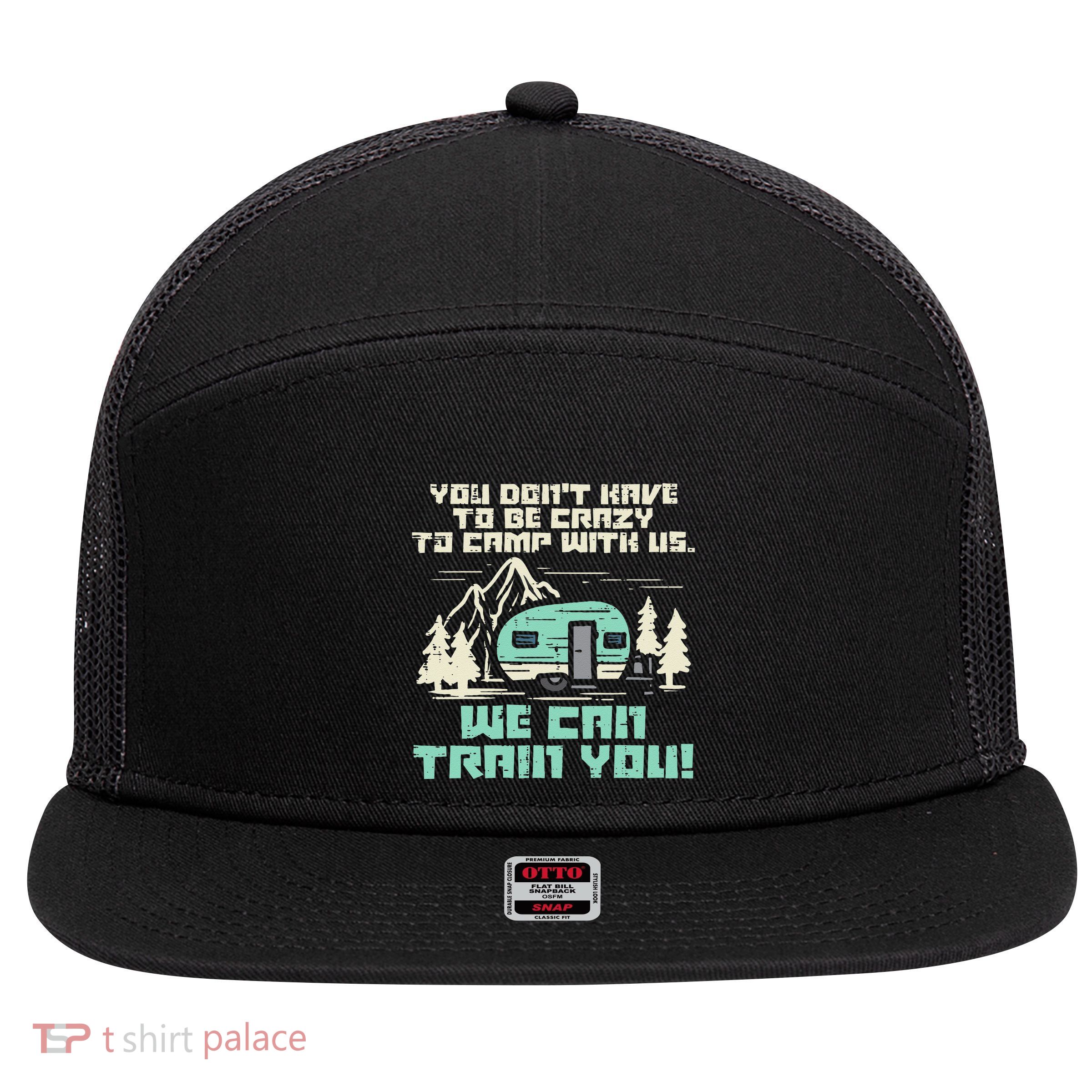Crazy Camp With Us Funny Camping Van RV Camper Men Women 7 Panel Mesh Trucker Snapback Hat